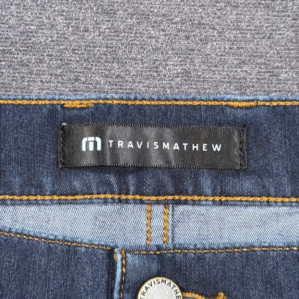 TravisMathew Featherweight Jeans Men 42x32 Blue Denim Straight Leg Stretch